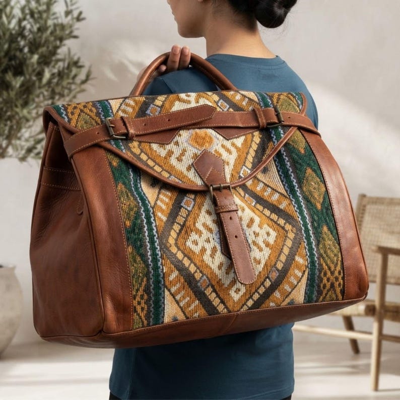 Sac de Voyage Marocain en Cuir – Weekender Handmade