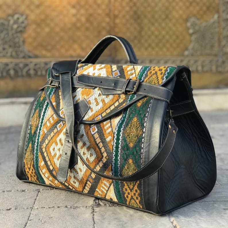 Sac de Voyage Marocain en Cuir – Weekender Handmade