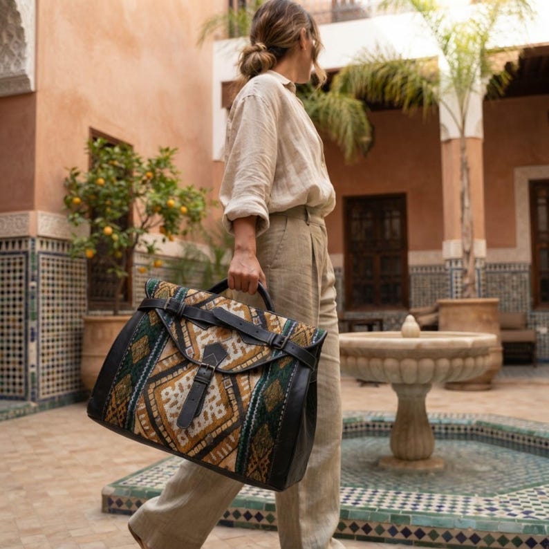 Sac de Voyage Marocain en Cuir – Weekender Handmade