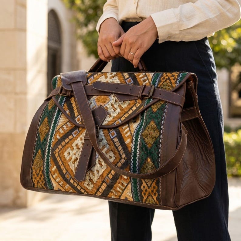 Sac de Voyage Marocain en Cuir – Weekender Handmade