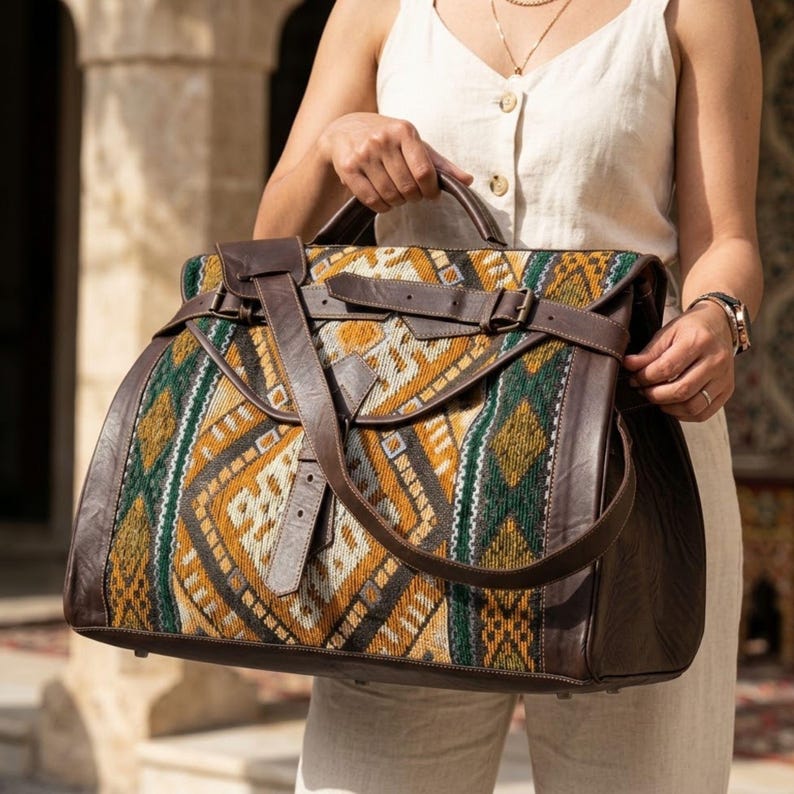 Sac de Voyage Marocain en Cuir – Weekender Handmade