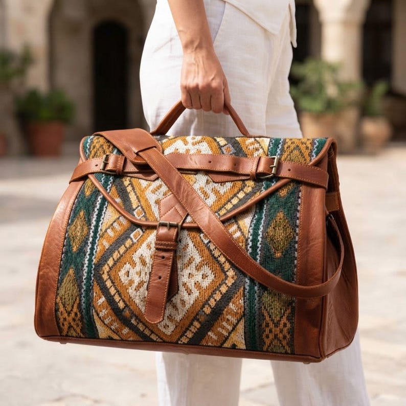 Sac de Voyage Marocain en Cuir – Weekender Handmade