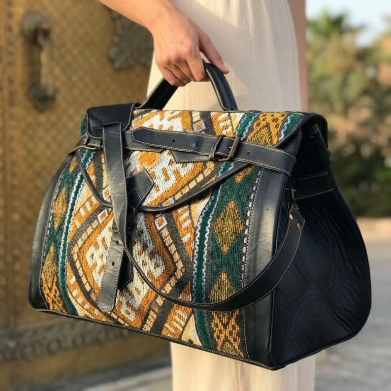 Sac de Voyage Marocain en Cuir – Weekender Handmade
